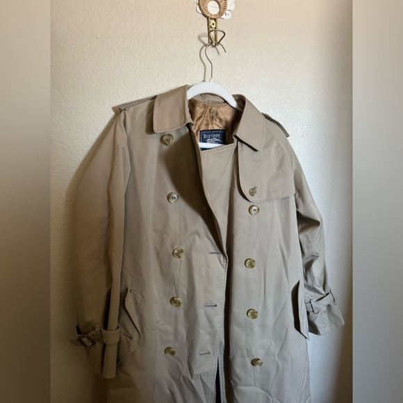 Vintage Burberrys Trench Coat Size L in Tan Lined Wool Tall Length Womens - Picture 2 of 16
